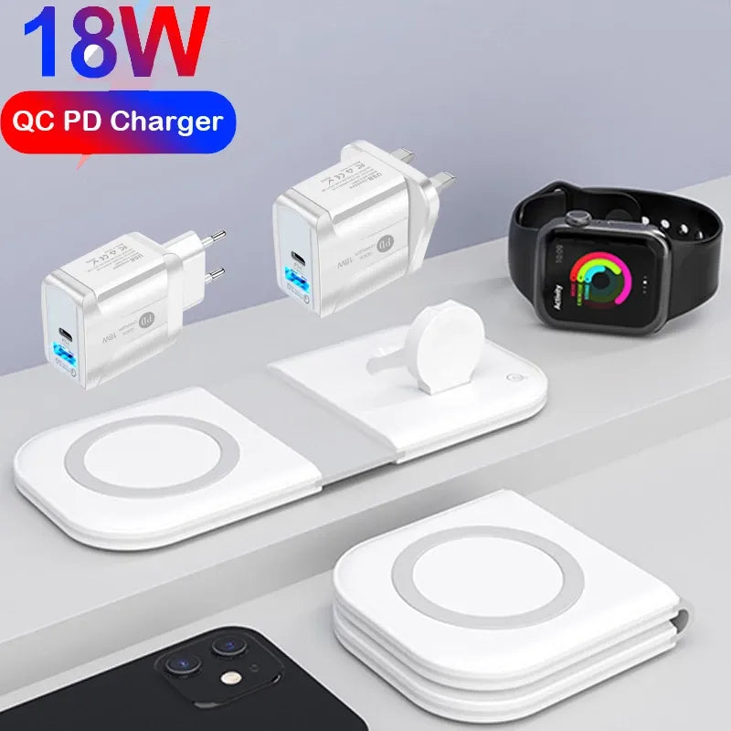 Compatible with Apple, Three-in-one Wireless Charger Magsafe Dual Magnetic Suction