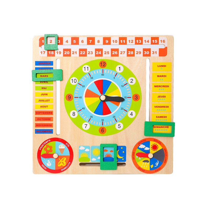 Calendar clock building block toy